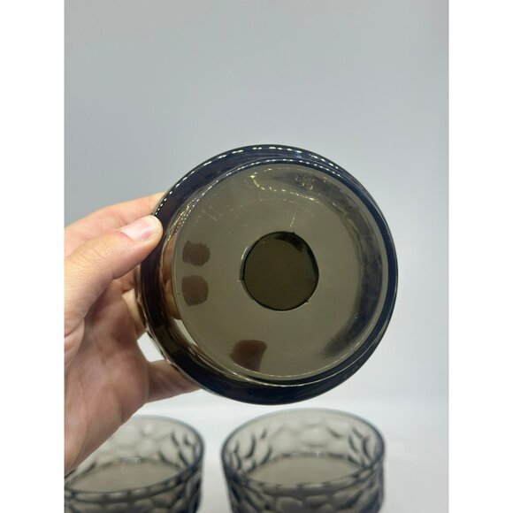VTG Fostoria Pebble Beach Black Pearl Glass Sherbet Dish Set Footed MCM Retro 3 - Picture 6 of 8